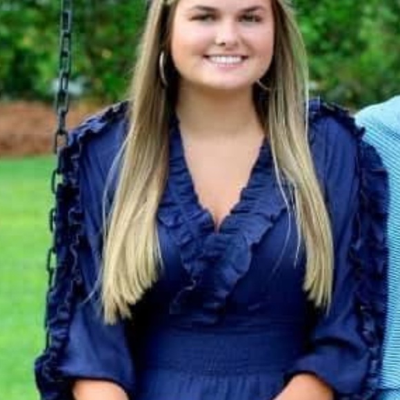 Navy Ruffle Mini Dress - Picture 3 of 4